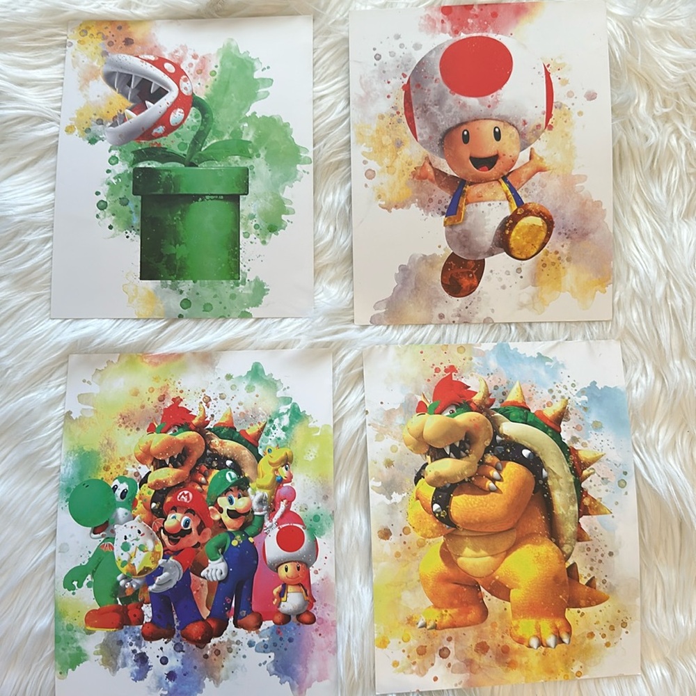Mario Brothers Nintendo Princess Peach Yoshi Boys Room Wall Decor Prints 9 Photo